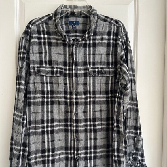 George Men's Flannel Shirt XL Grey Black Soot Plaid Super Soft Outdoor Casual - Picture 4 of 13